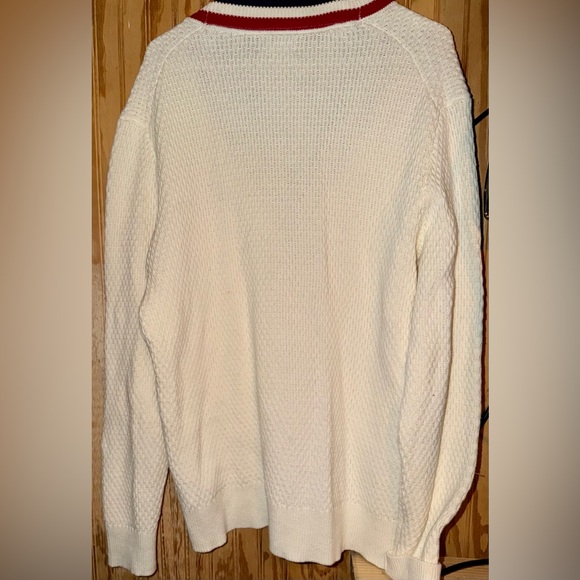 Nautica Men's Cream Cardigan with Red and Blue Trim - Picture 5 of 7